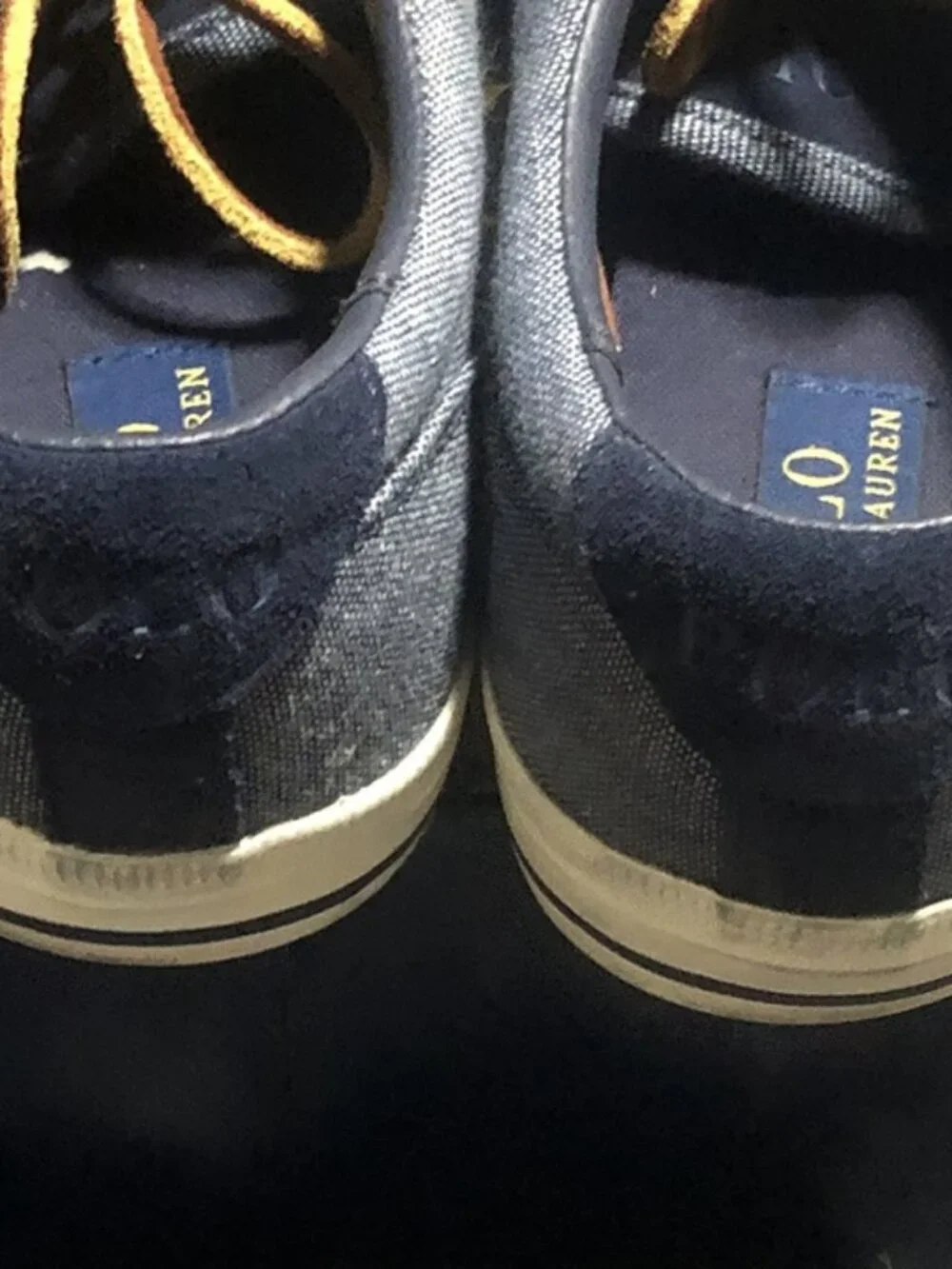 Ralph Lauren Men's Vaughn Boat Shoes in Dark Blue Sweatshirt Fleece, Size 9.5